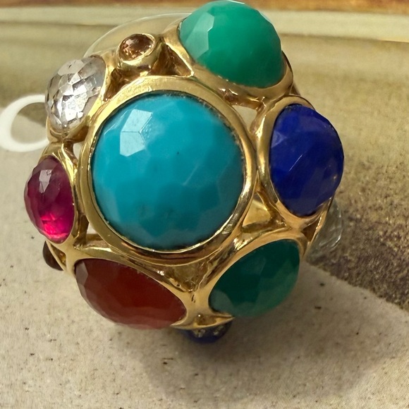 Impolite Rock Candy Multicolor Gemstone 18ct Yelliw Gold Ring Sz 7 - Picture 8 of 10